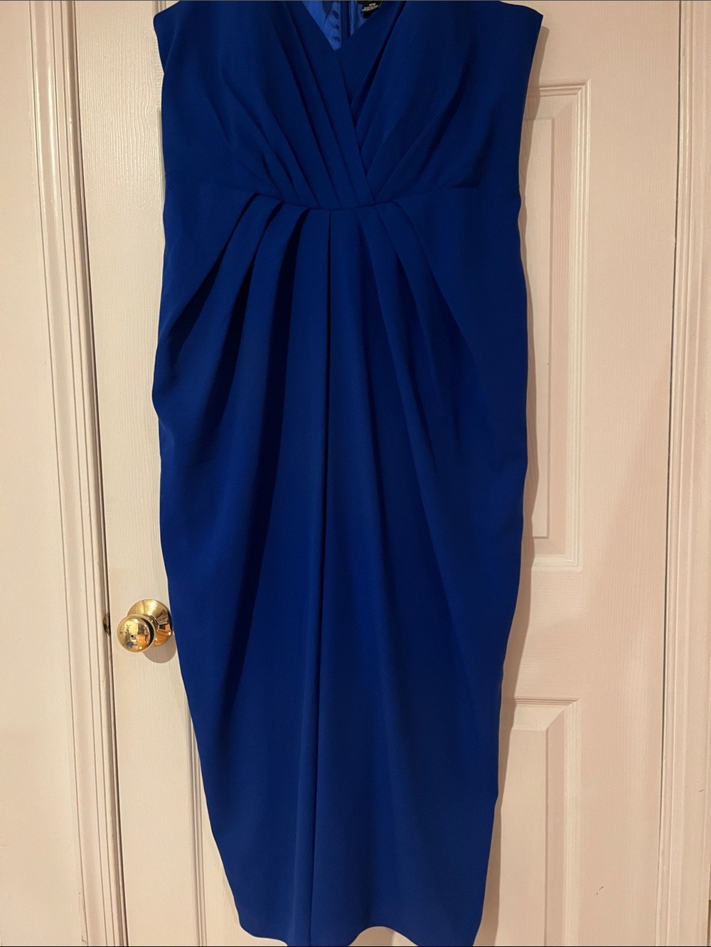 City Chic Royal Blue Pleated V-Neck Midi Dress